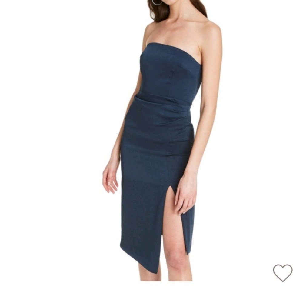 Cushnie Blue Asymmetrical Ruched Cocktail Dress